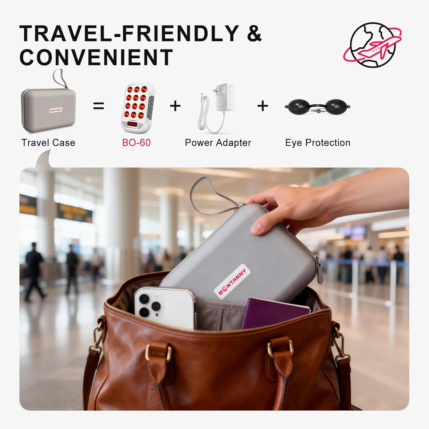 Portable Red Light Therapy, 660/850/1060nm 3 Wavelengths Mini Handheld Red Near Infrared Light Device, 12 Triple Chip Clinical Grade LEDs, Rechargeable, Travel Case, Timer, for Body, BO-60 - Image 7