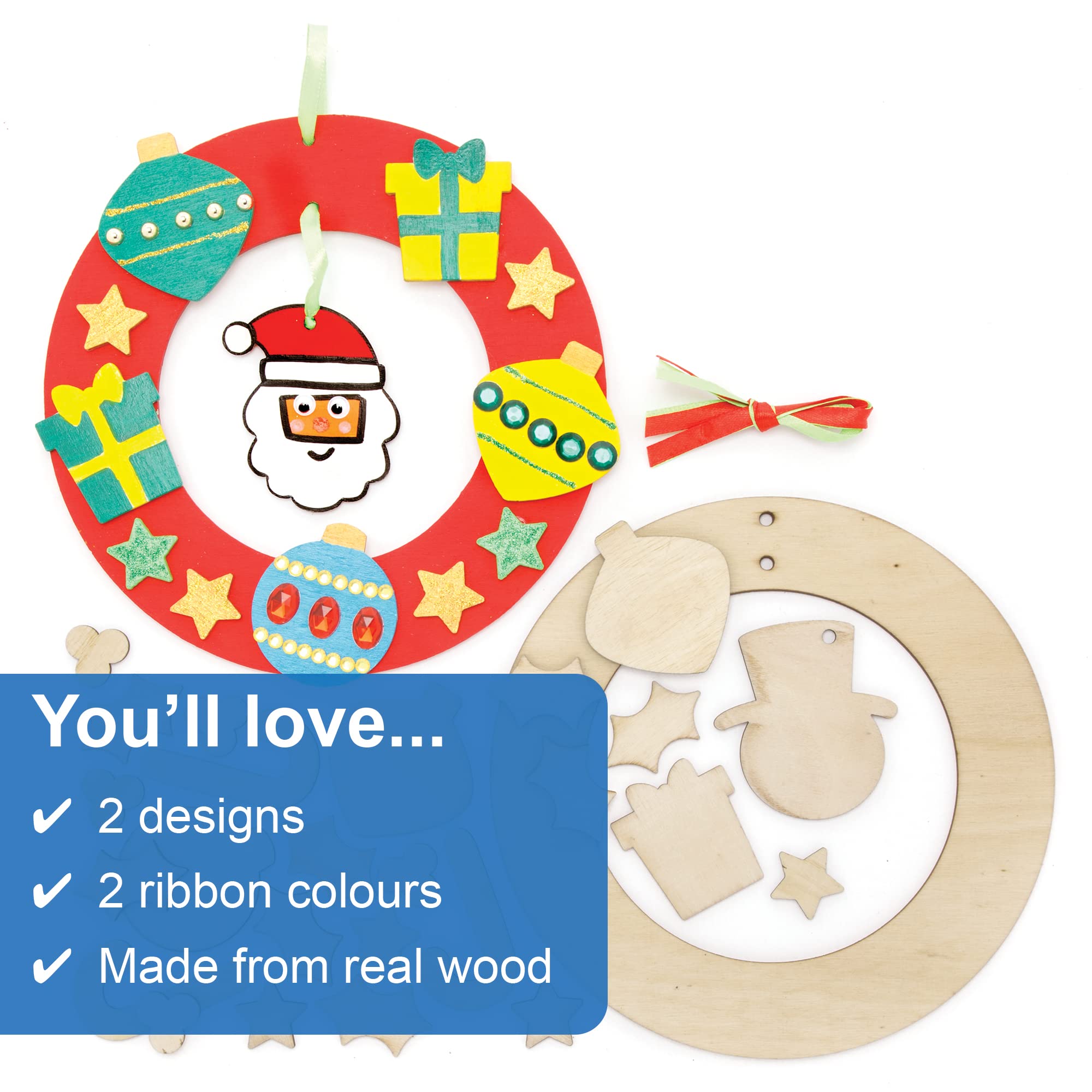 10 Couronnes De Noël En Bois à Décorer - Kit Créatif Pour Enfants, Diamètre 11,5 Cm