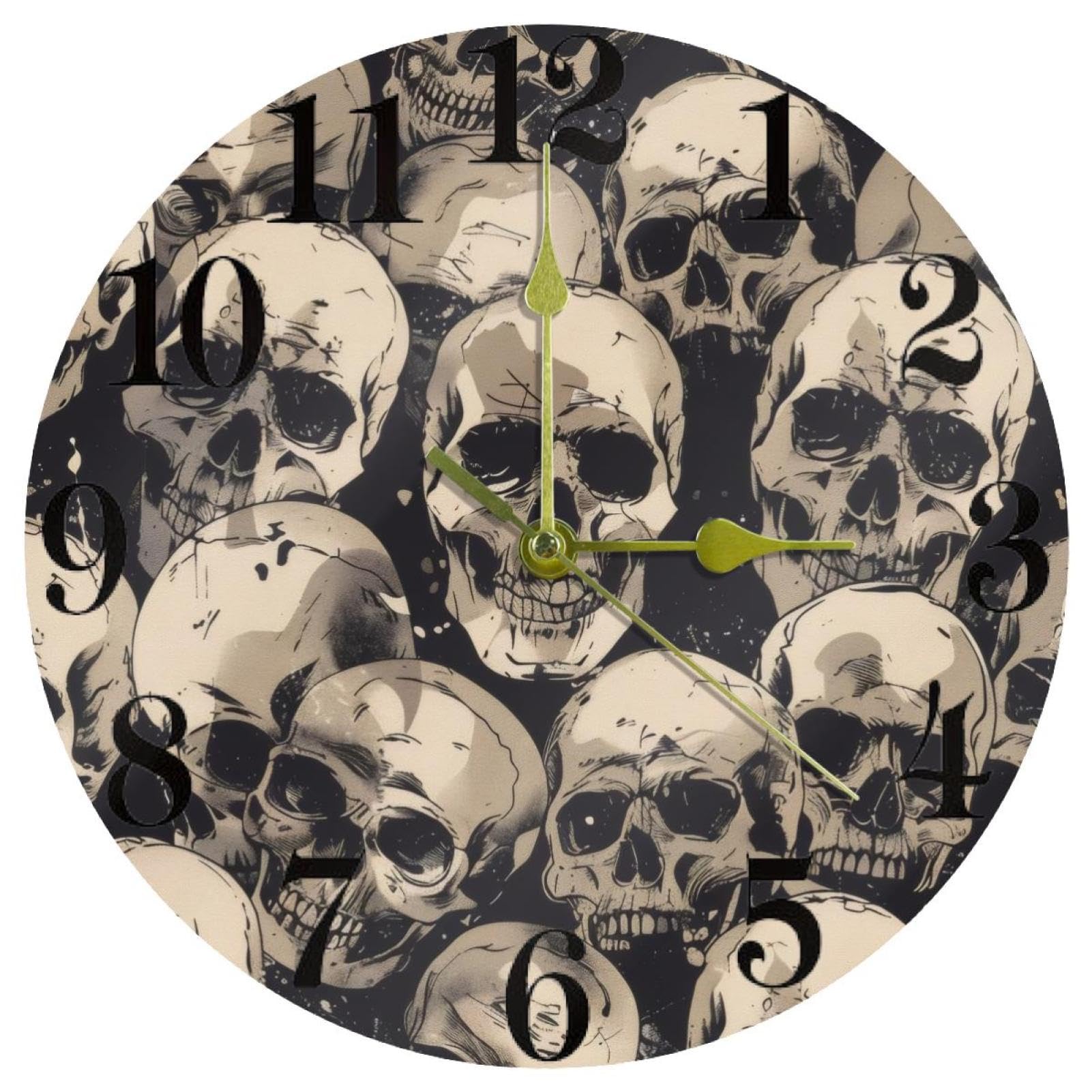 Horloge murale crânes humains pour décorer une cuisine ou un bureau original