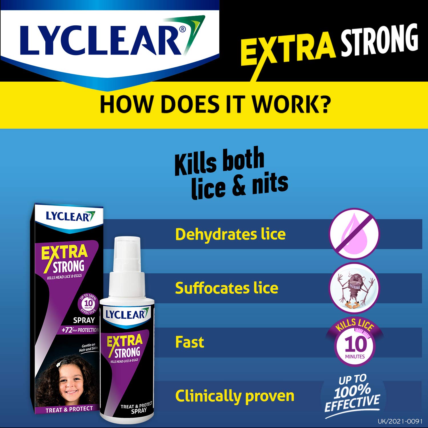 Lyclear Extra Strong Treat & Protect Spray Kills Head Lice & Eggs
