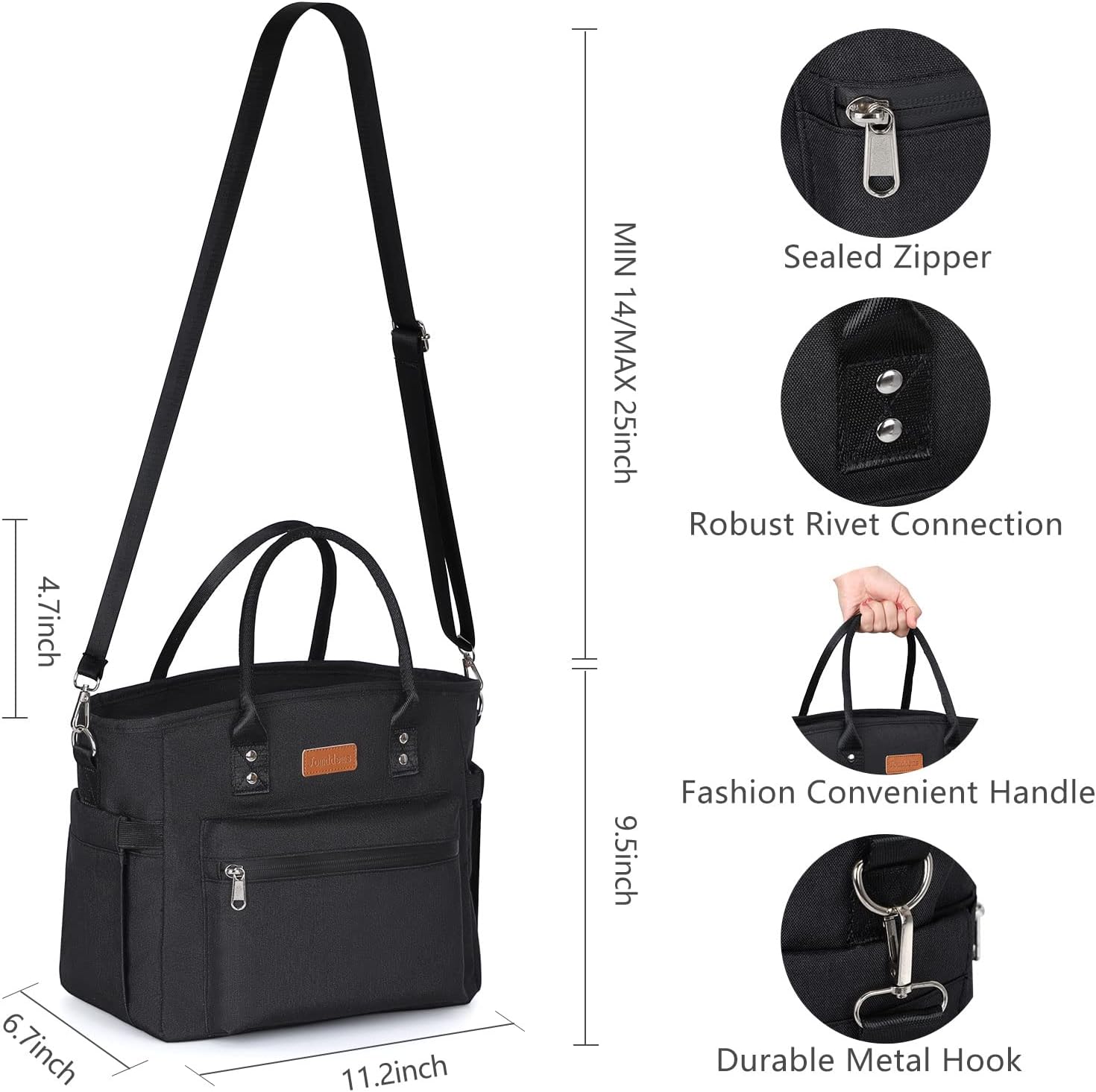 Insulated Lunch Bag for Women/Men,LeakProof Adult Lunch Box,Large Lunch Tote Bag with Removable Shoulder Strap,Portable Reusable Lunch Cooler Bag for Office Work Picnic Beach