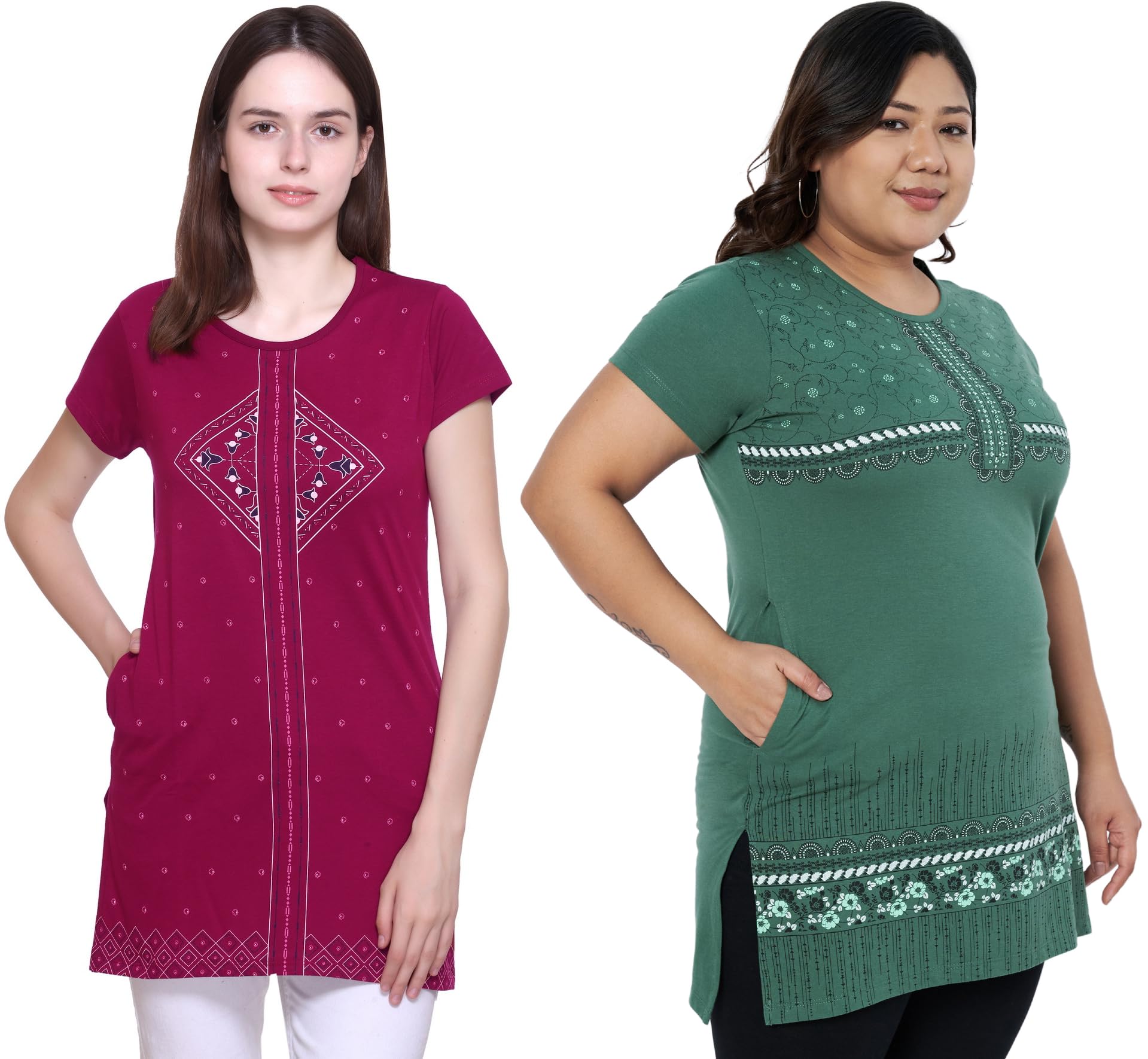 Star Touch Women Printed Half Sleeve Cotton Tshirt Combo| Small - 7XL Size