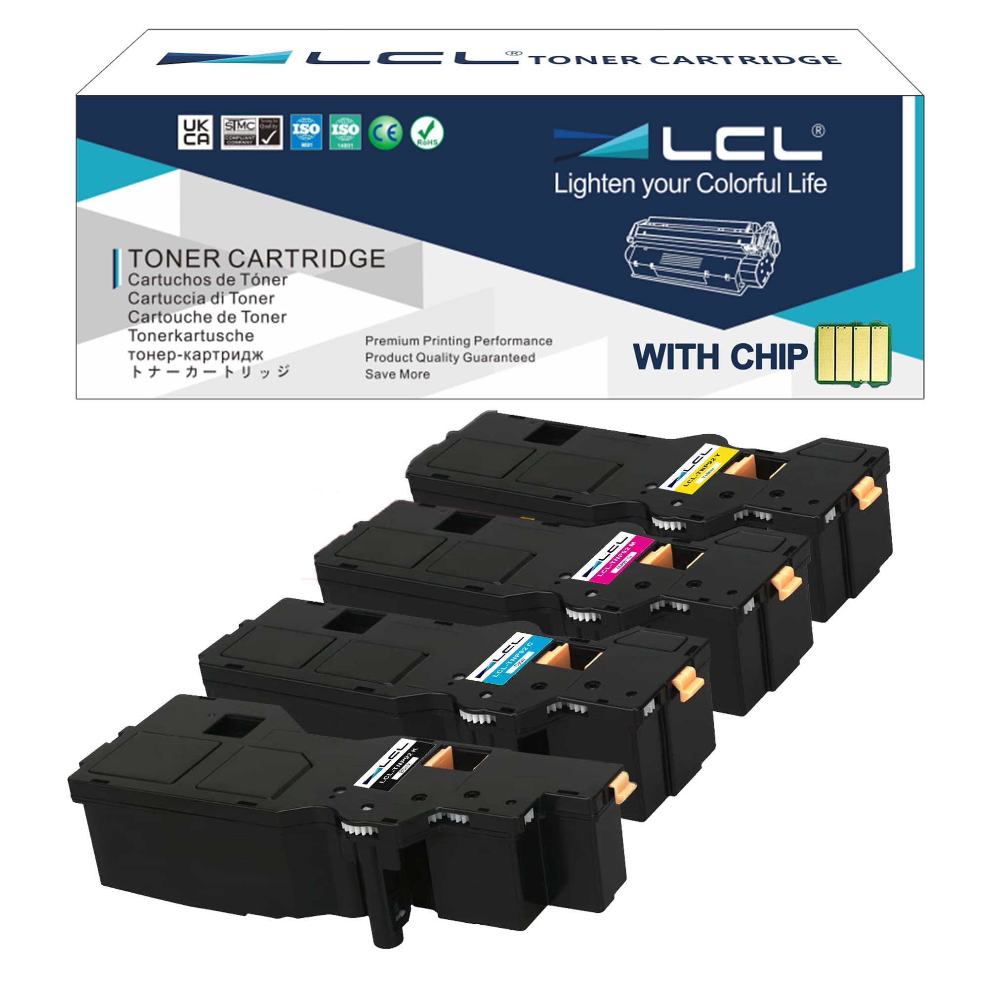 LCLCompatible TNP-92 High Yield Toner Cartridge Replacement for Konica Minolta TNP92 TNP-92 TNP93 TNP-93 BizHub C3120i C3100i (4-Pack, BKCMY)