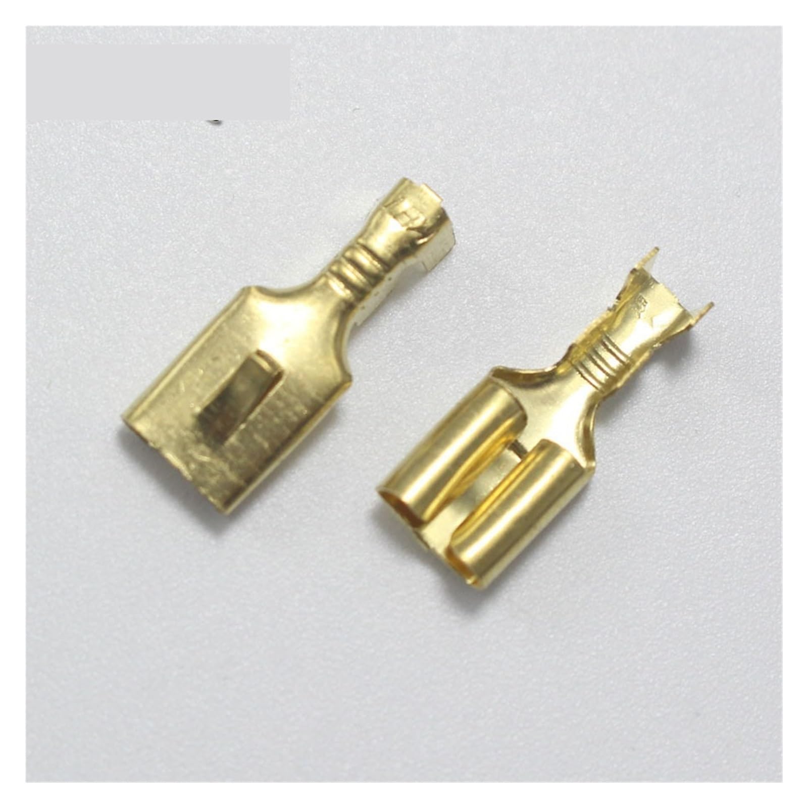 DSZUJTYROP 50pcs Copper 6.3 Crimp Terminal .3mm Uninsulated Spring Connector Female Cold