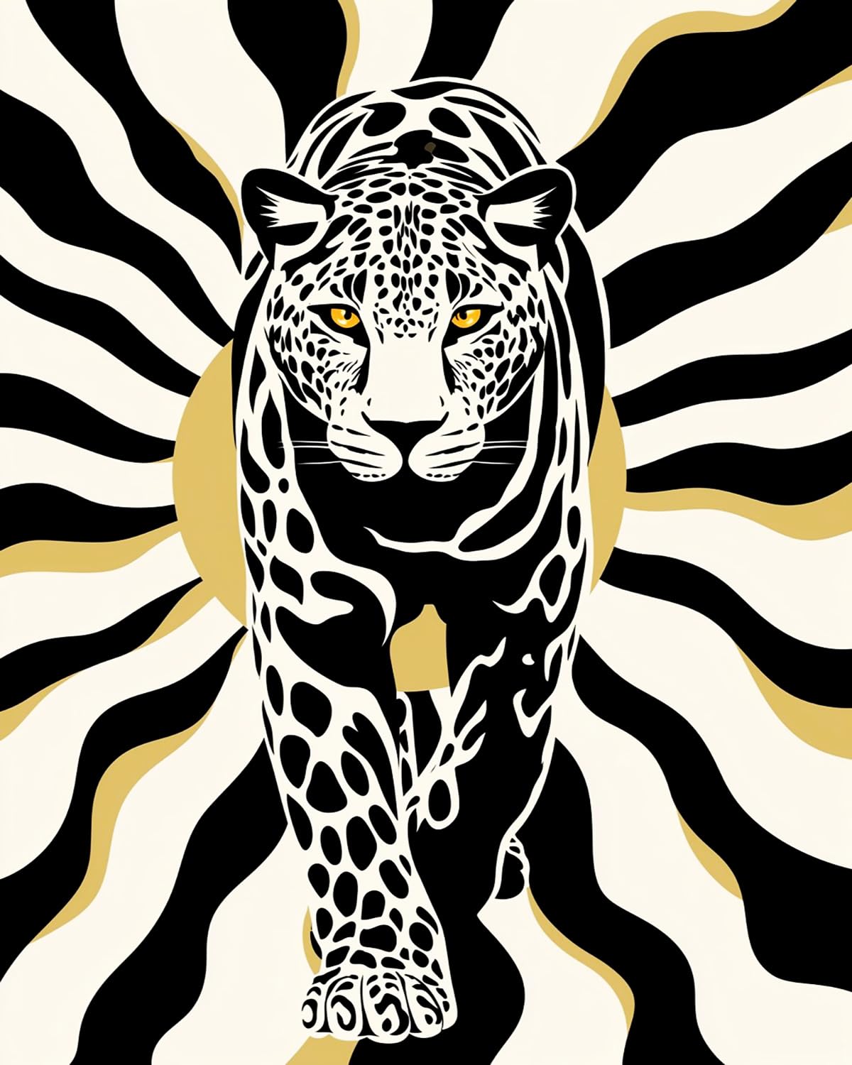 Liubaishi Black, White, Gold Paint By Numbers For Adults, Black Spotted Leopard Shadow, 40X50 Cm Acrylic Canvas Kit With Brushes And Paints