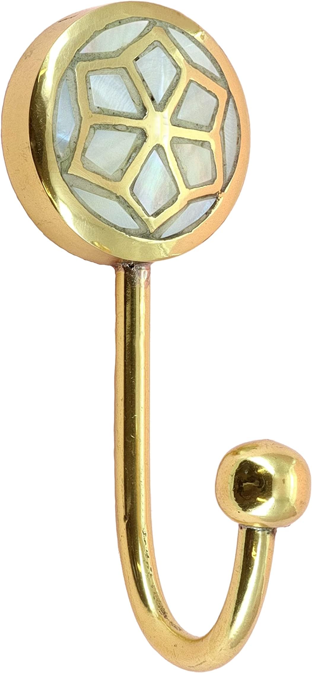 Mother of Pearl Patterned Gold Brass Coat Hook Wall Organizer Coat Hook (Flower)