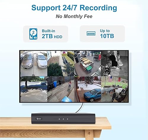 Miniatura 5 de Anpviz Sistema de cámara de seguridad PoE de 8 canales de 6 MP, cámara domo IP PoE con cable de 6 MP, color negro con detección inteligente de