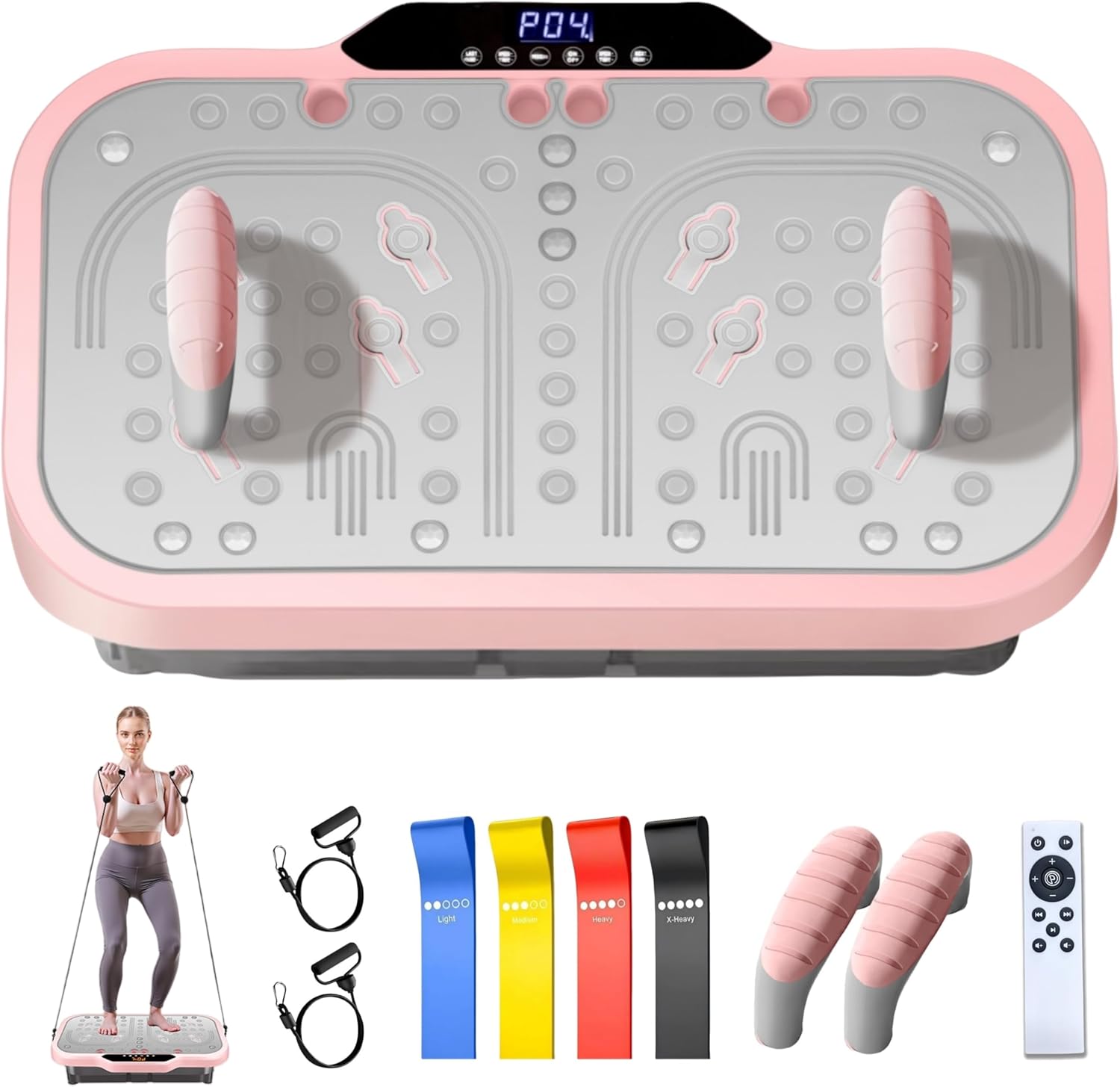 Vibration Plate Exercise Machine, Vibrate Fitness Platform for Weight Loss 120 Speeds Whole Body Workout Equipment with Resistance Bands Handles for Women Men Home Sport Gym