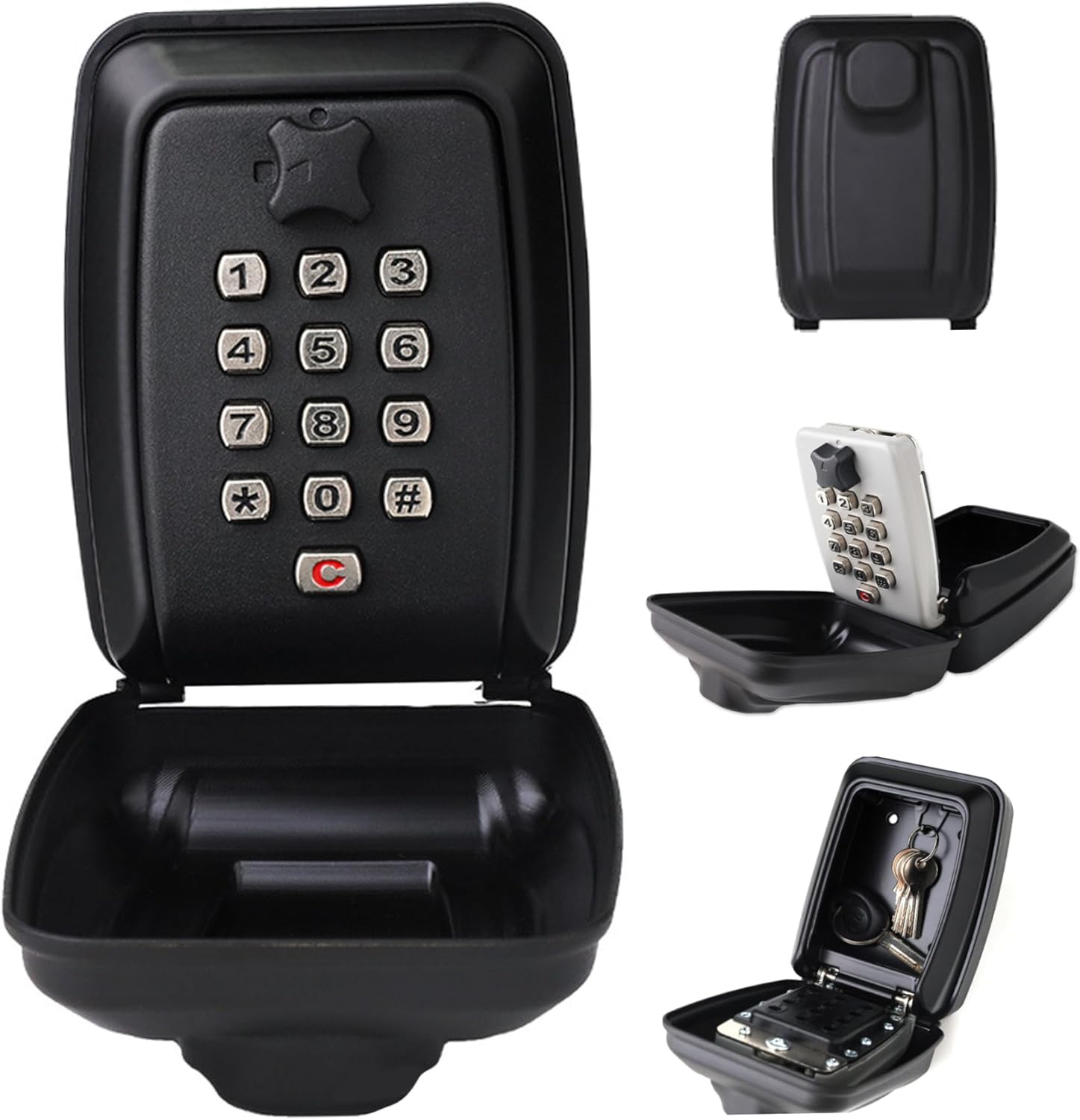 防水壁掛けキーロックボックス、12桁コード付き、屋内/屋外での使用に適した安全な鍵保管、自宅、ガレージ、不動産管理に最適