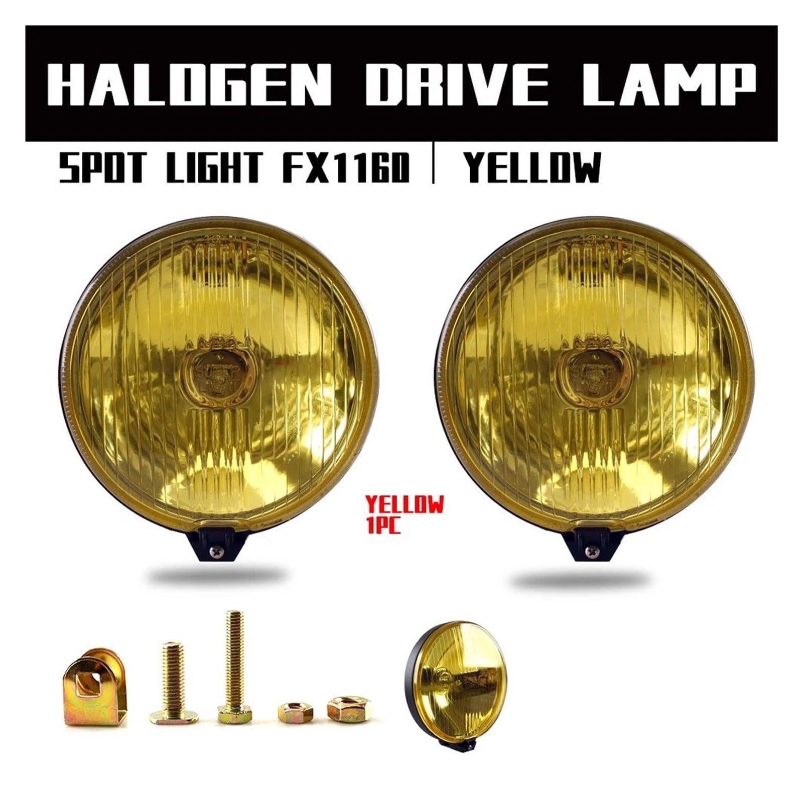 ESPYN Per FENDINEBBIA ALOGENO DA 6 POLLICI 12V CAMION SPORTLIGHT ROTONDO SUPER LEGGERO H3-GIALLO Alogeni Luce