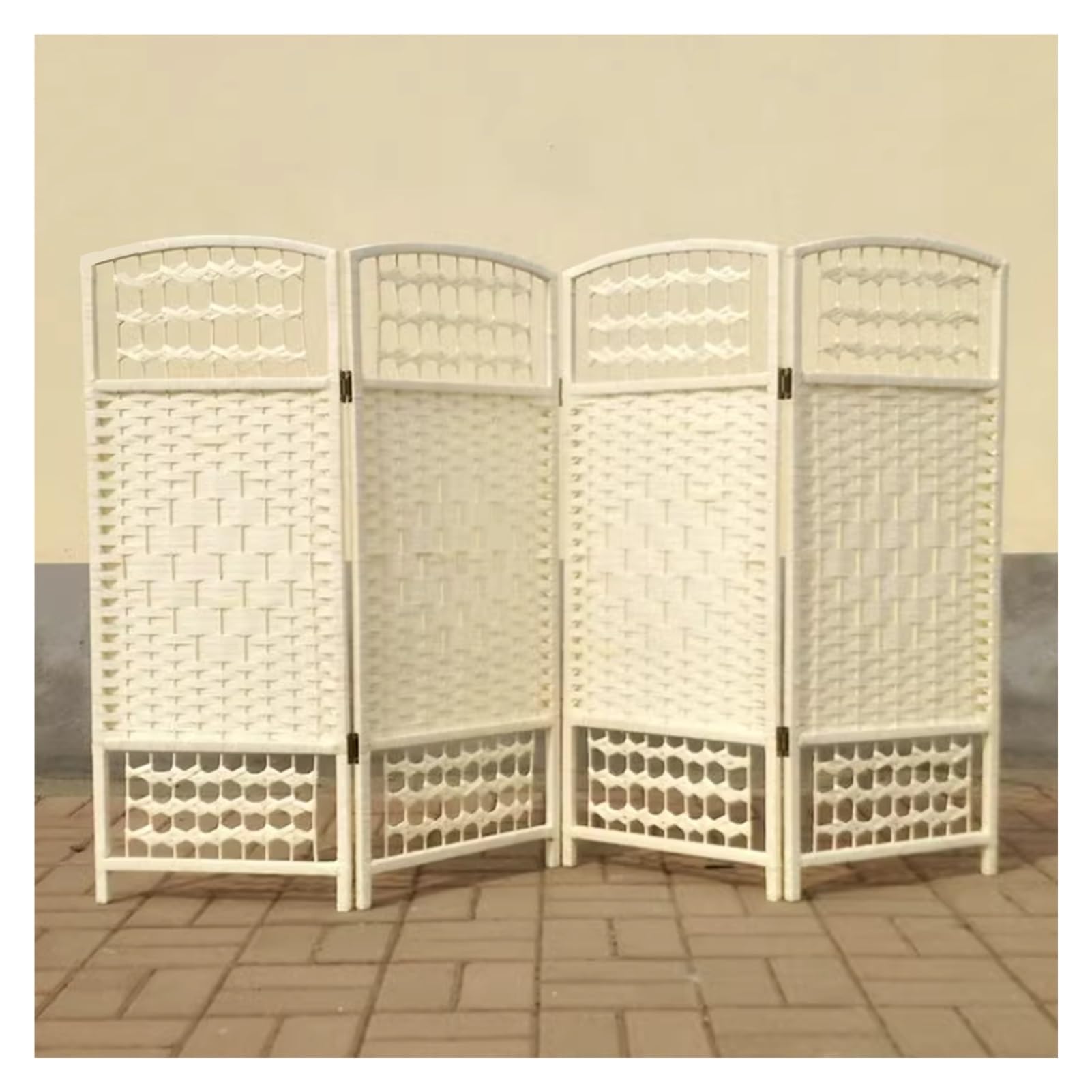 5-Panel Folding Room Divider, Freestanding Wooden Privacy Screen, Space Separator Partition, Portable Room Divider for Living Room, Bedroom, Office (White, 100x40cm)