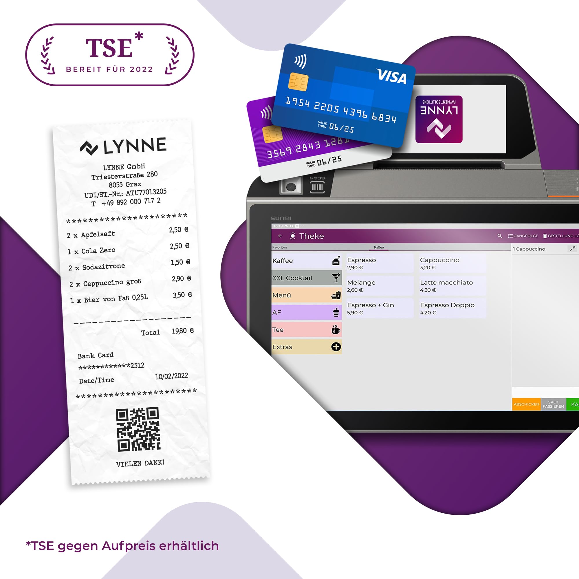Registrierkasse TSE ready Kassensystem mit Kartenterminal Bondrucker Kasse Kartenzahlungsgerät Gastronomie Handel D3 mini Allrounder PLUS