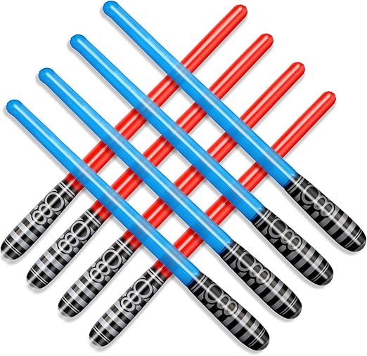 Novelty Place Inflatable Light Saber Sword Toys - Pack of 8 Blow Up Light Sabers for Kids - Perfect for Birthday Parties, Cosplay Events, Party Favors