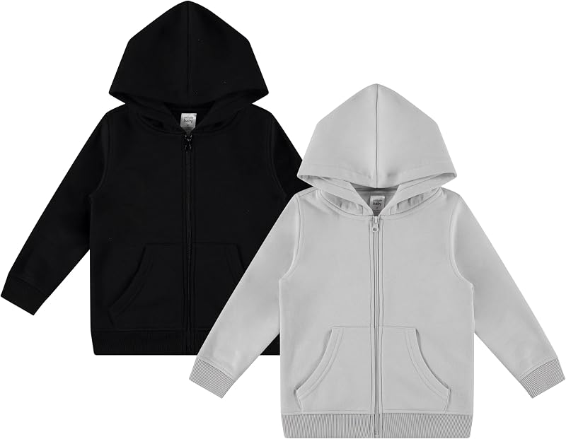 Cudlie Paquete de 2 sudaderas con cremallera para niños y niñas – Sudaderas coloridas de mezcla de algodón con bolsillos – Tallas 12M a 4T