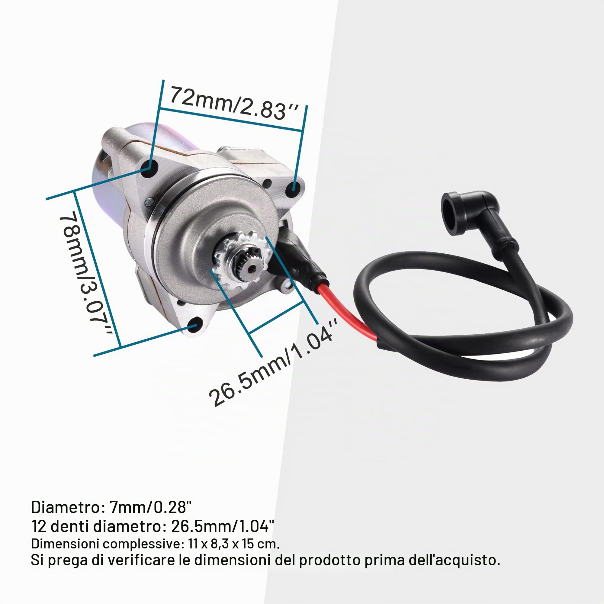 GOOFIT Avviamento Elettrico 12V Minimoto Motore Go Kart Top Performance Sostituzione Per 50cc 70cc 110cc 125cc ATV Quad Scooter Ciclomotore Argento