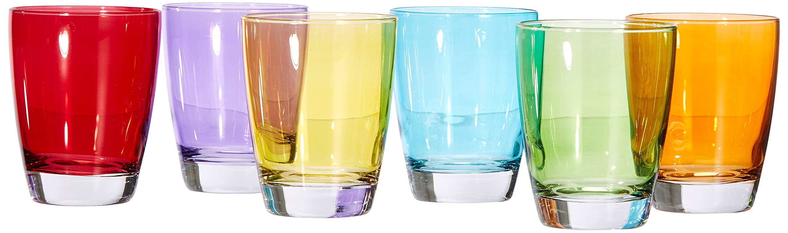Excelsa 49234 Happy Colour Set 6 Bicchieri, Vetro, Multicolore, 9 x 9 x H. 6 cm