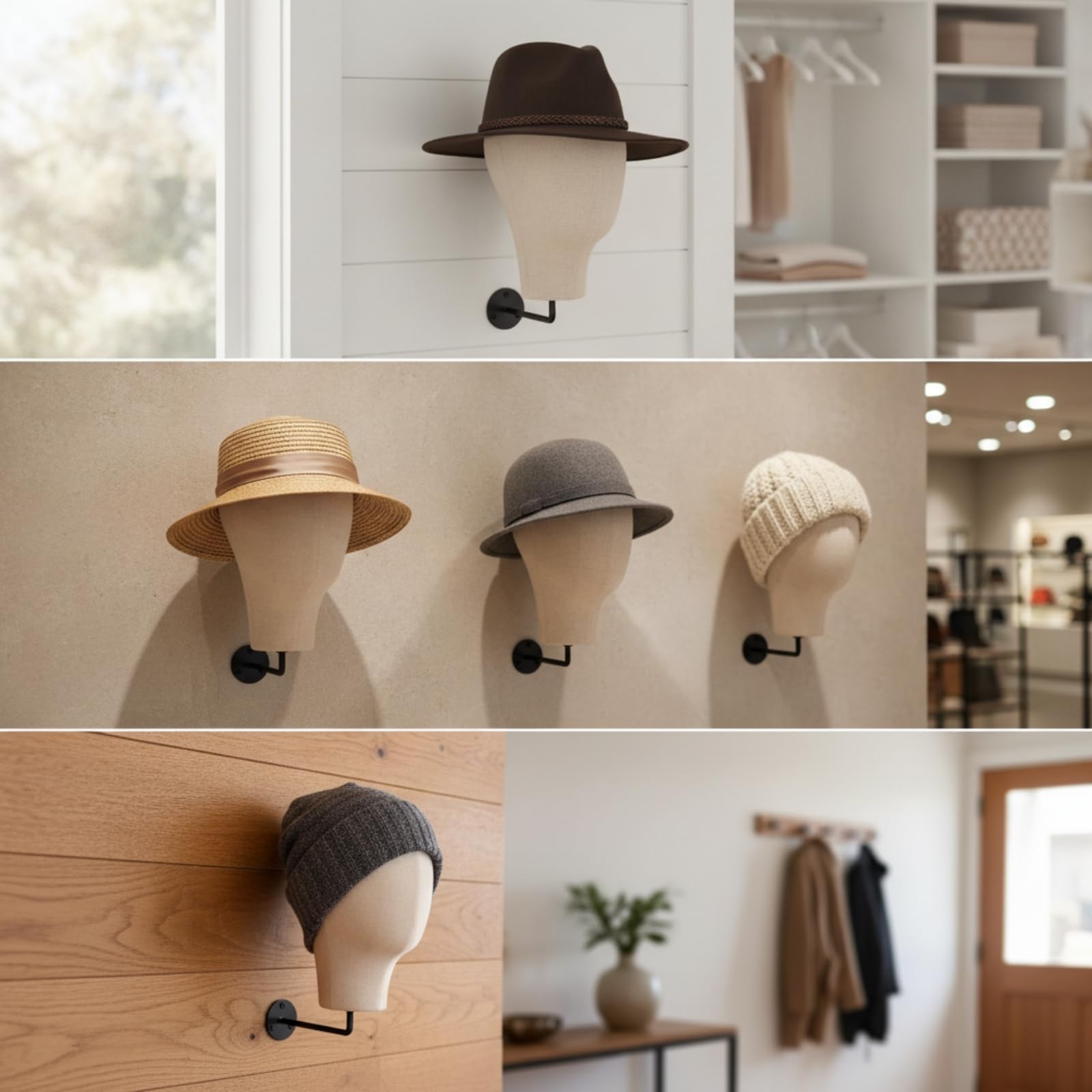 Harilla Hutständer Schaufensterkopf Perückenhalter Kopfmodell mit Formstabilem Polyurethan Kern Und Leinenbezug zur Sicheren Fixierung für Styling Schminktisch Fotostudio