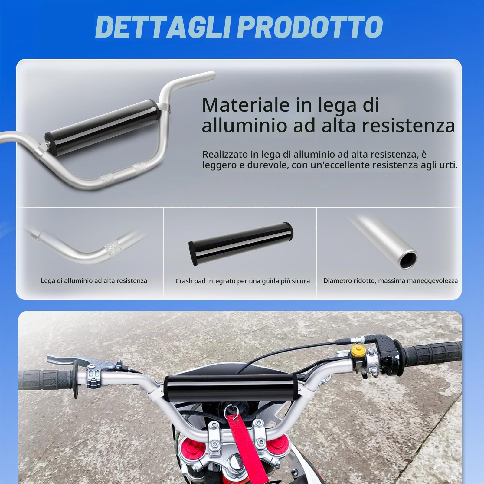 DREAMIZER Manubrio 7/8 di Pollice per Pit Bike - Manubrio Universale per Moto Da Fuoristrada con Parapetto Compatibile con YZF CRF RMZ KLX DRZ KXF EXC Motocross Enduro Quad ATV