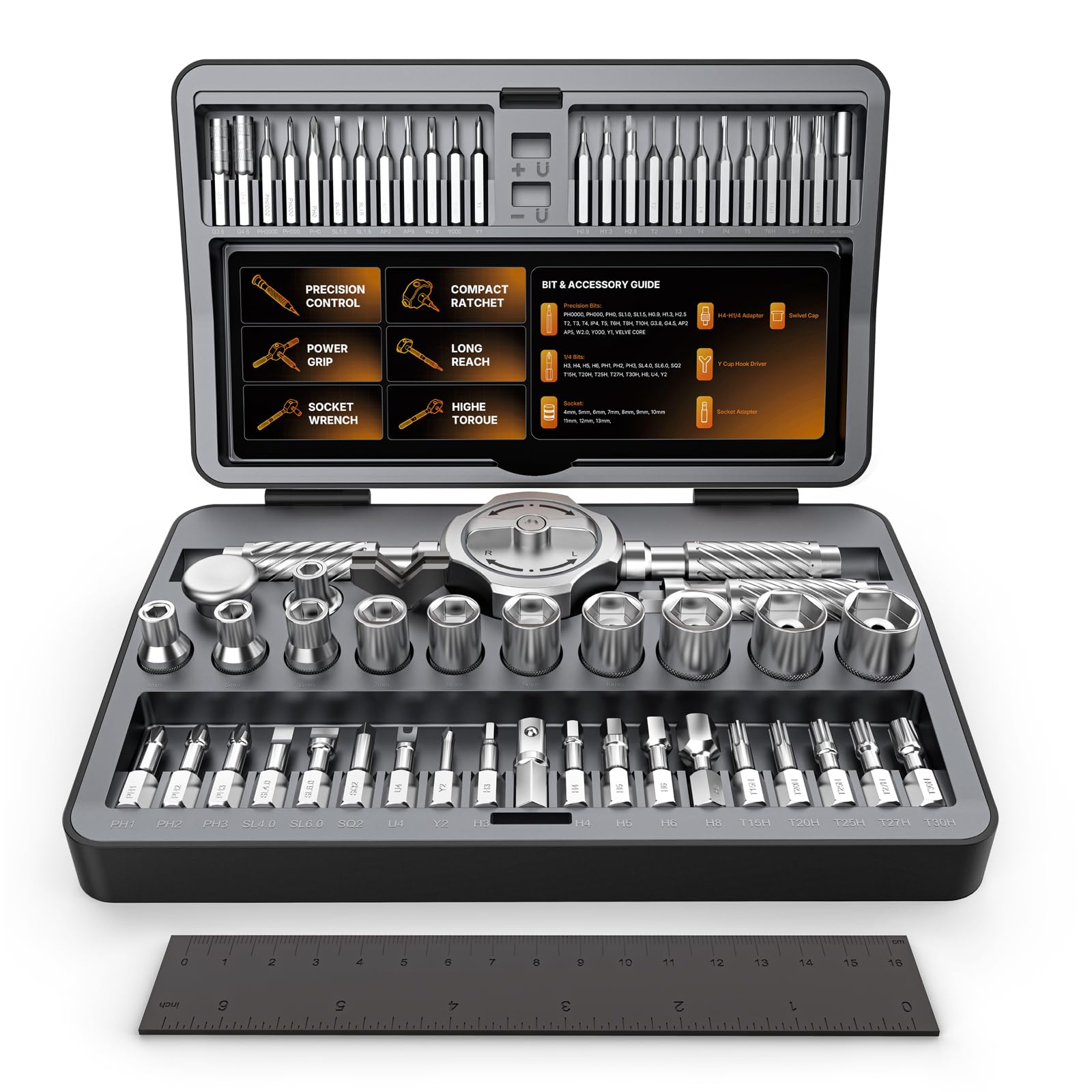 T Handle Ratchet Screwdriver Set, Upgraded 62 in 1 Magnetic Screwdriver Set | 10 Sockets…