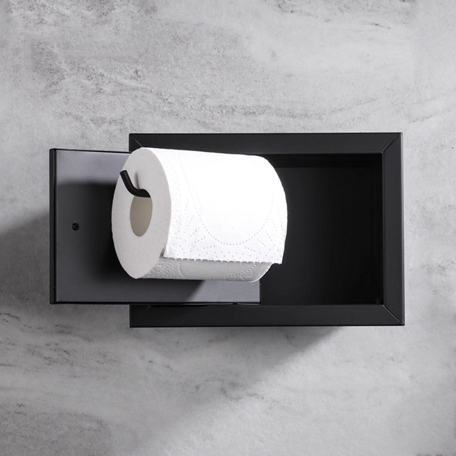 Wpuszczany Uchwyt Na Papier Toaletowy, Ukryty Dozownik Na Papier Toaletowy Do Montażu Na Ścianie, Do Łazienki, Stal Nierdzewna, Kolor Czarny