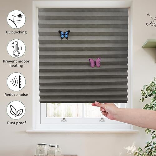 Miniatura 2 de NonwovenEco Persianas gruesas 2.0 para cortinas de ventana, tela no tejida plisada opaca para aislamiento de la casa, sin herramientas, sin taladro,