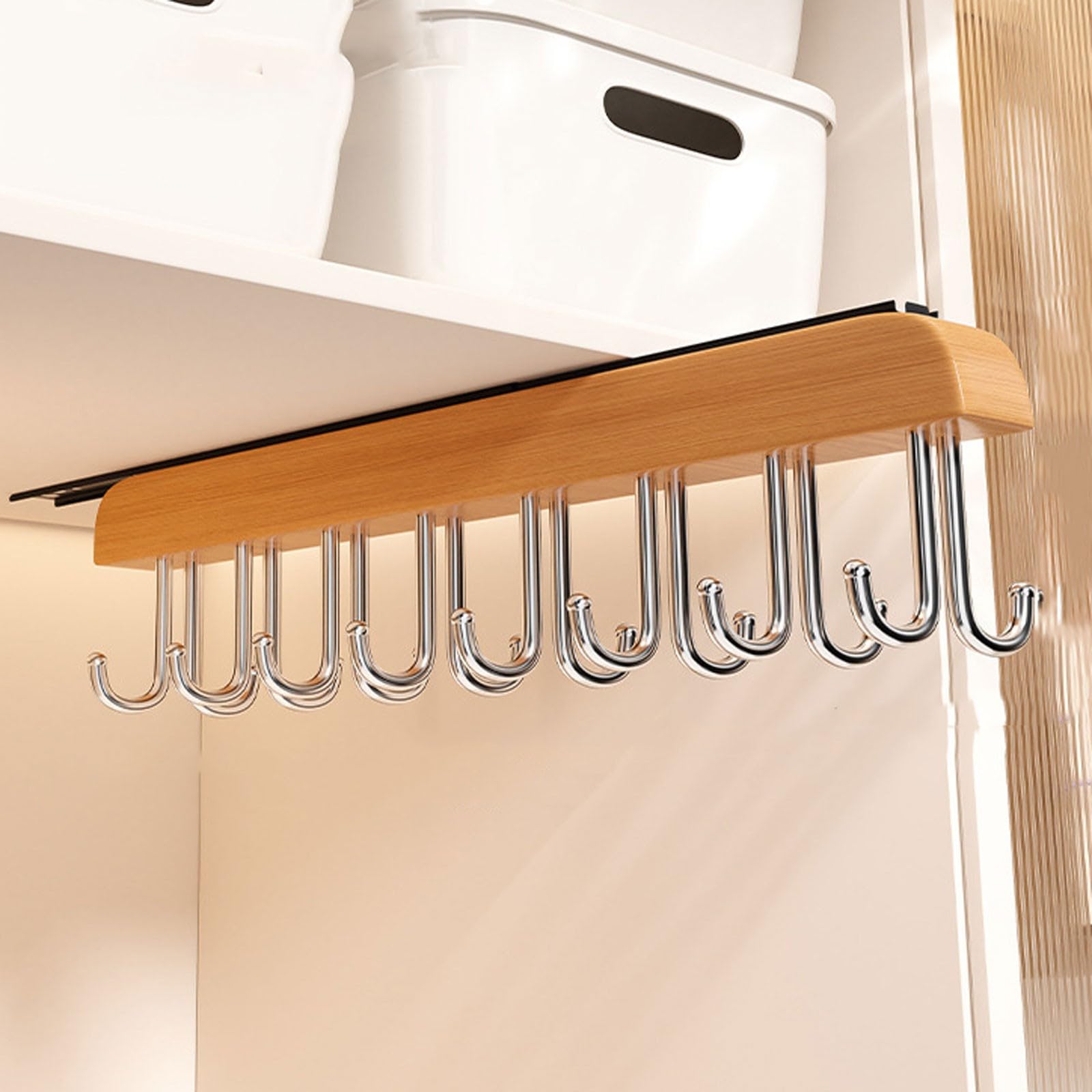 LHBM Pull Out Hanging Pot Rack Adjustable Pot Racks with Sliding Rail Storage Utility Rack Used for Kitchen Closet Cupboard Load 75LBS Easy to install B,29CM
