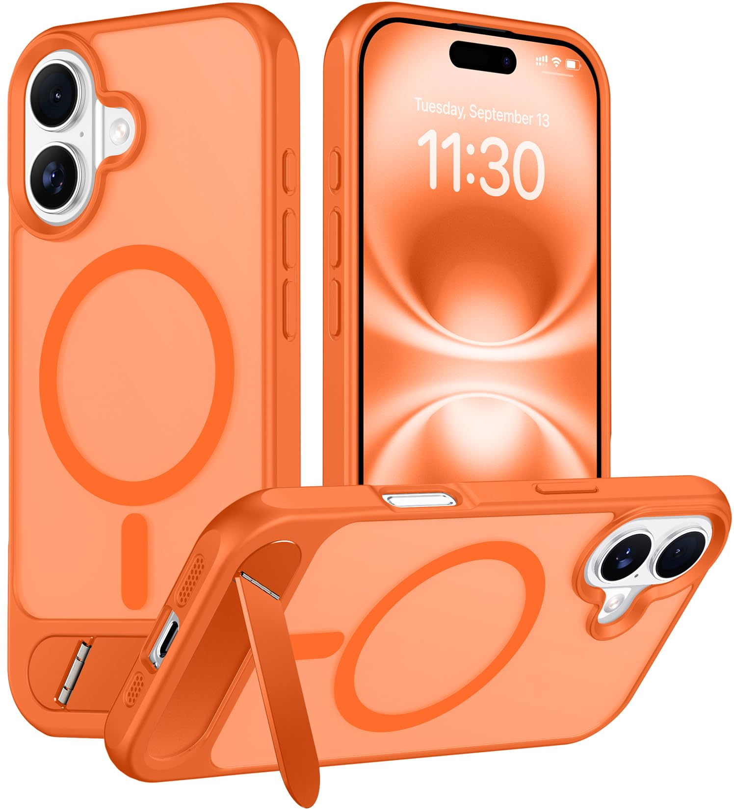 Temdan Magnetic Compatible with iPhone 16 Plus Case, [Built-in Invisible Kickstand][Compatible with MagSafe][Military Grade Shockproof] Slim Translucent Matte Phone Case for iPhone 16 Plus 6.7"
