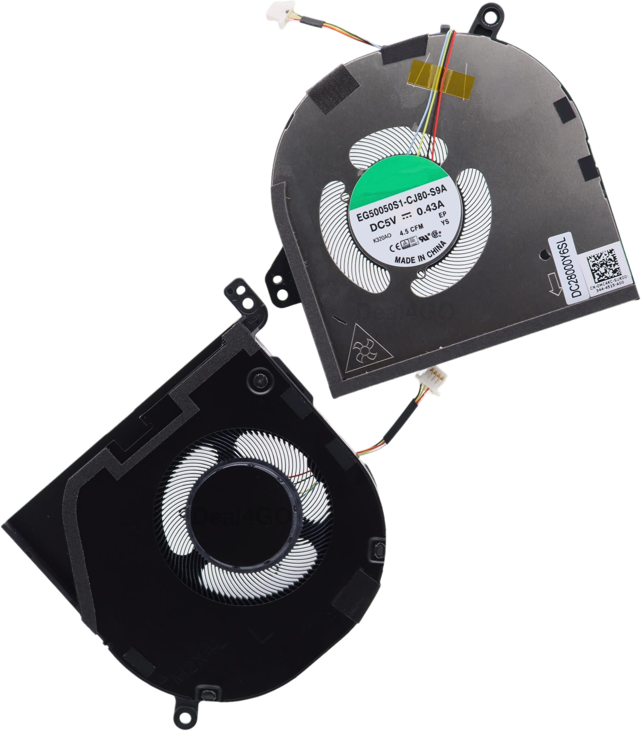 CPU GPU Graphics Cooling Fan 594WG MC4KC Replacement for Dell XPS 15 9520 9530 Precision 5570 with RTX 3050