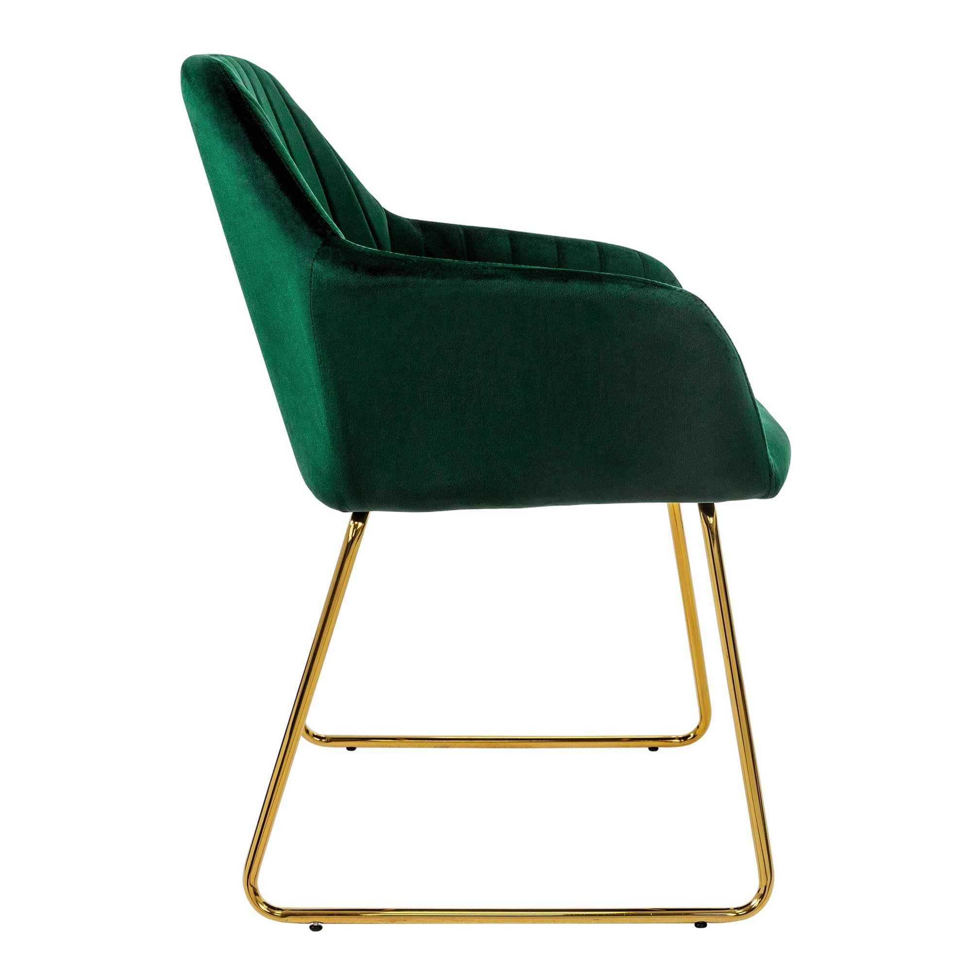 ML-Design Juego de 2X Sillas de Comedor Verdes Asiento Ergonómico Acolchado Tapizado de Terciopelo, Patas de Metal Dorado Sillón de Diseño Moderno para Mesa de Salón Escritorio Dormitorio o Cocina