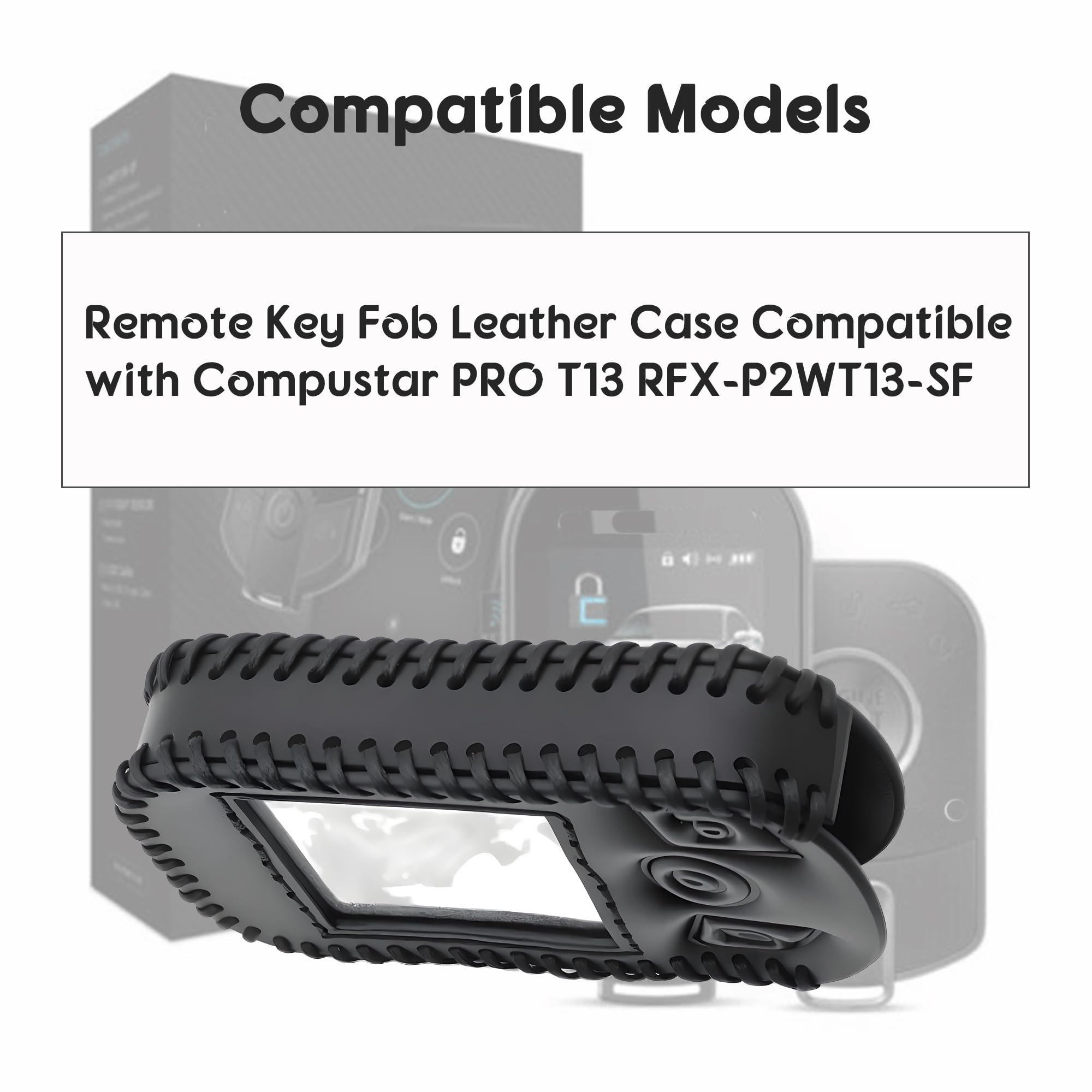 1 funda de piel para mando a distancia compatible con Compustar PRO T13 RFX-P2WT13-SF (con protector de pantalla para control remoto), color negro