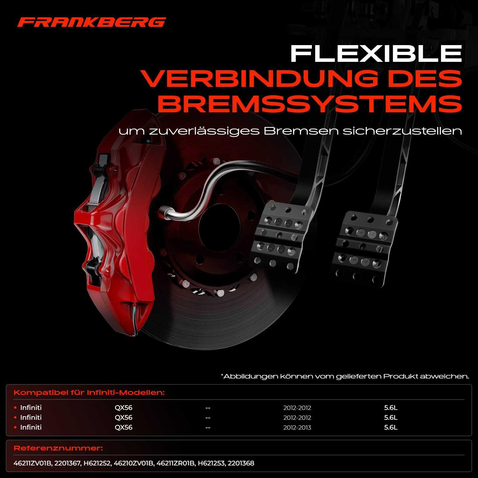 Frankberg 2 mangueras de freno delanteras izquierda y derecha 46210ZV01B | Compatible con: QX56