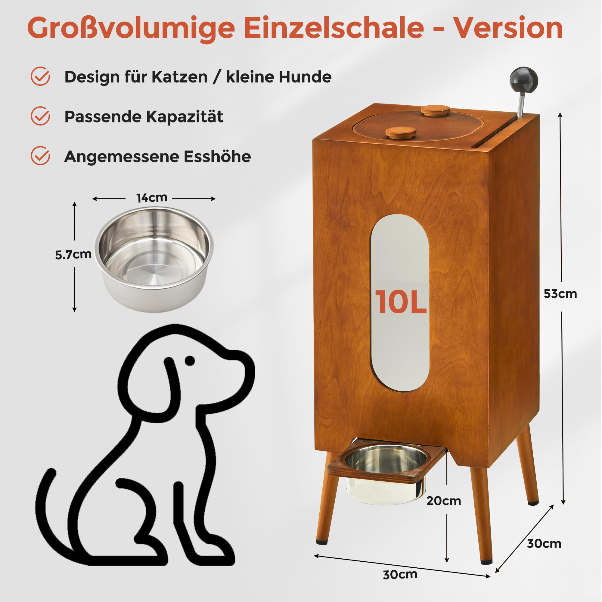 CLIPOP Comedero elevado con cuenco de acero inoxidable, soporte para perros con espacio de almacenamiento, comedero semiautomático con almacenamiento, gabinete de comida para perros y gatos