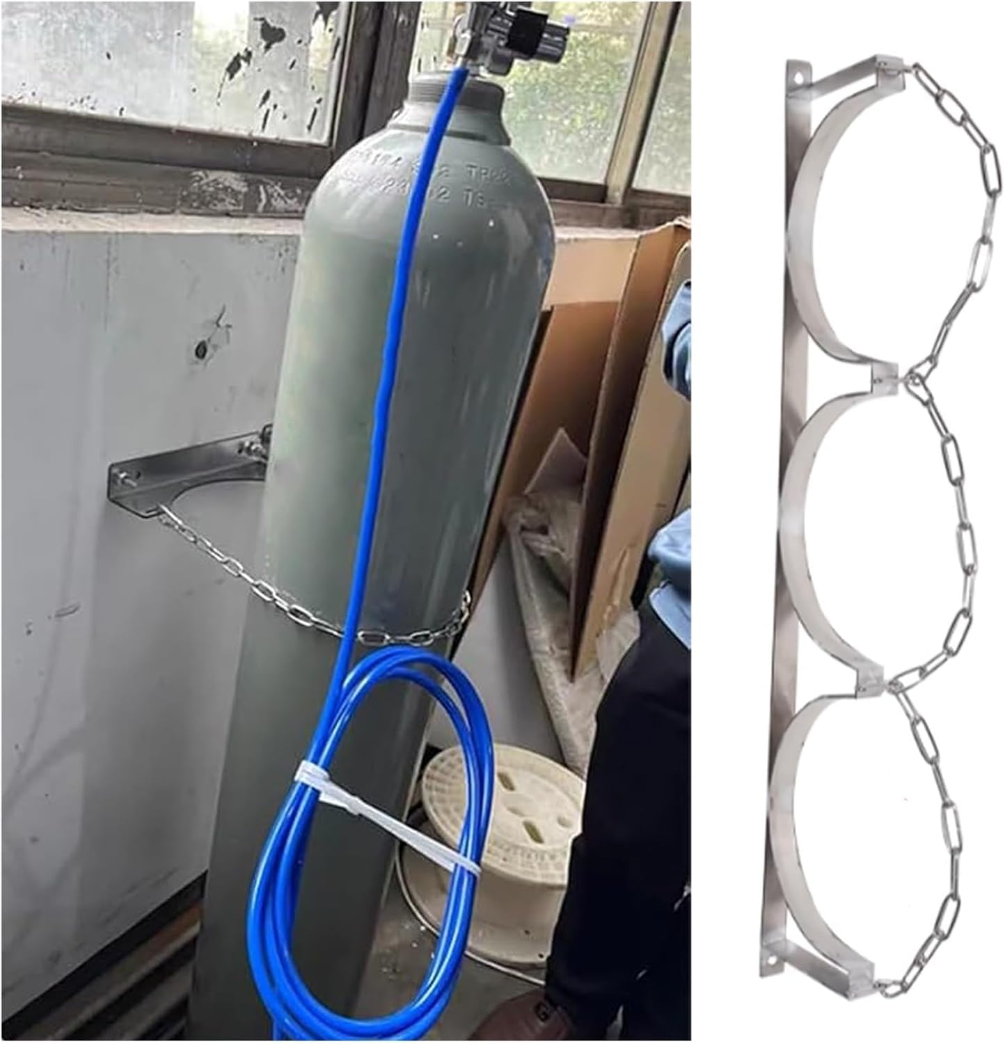 Support mural pour bouteilles d'oxygène : rangement sécurisé à la maison