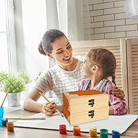Vista 5 de DAJAVE Paquete de 4 cajas de madera sin terminar, caja de madera de 7 x 5 x 2 pulgadas con tapa con bisagras, pequeñas cajas de madera de pino