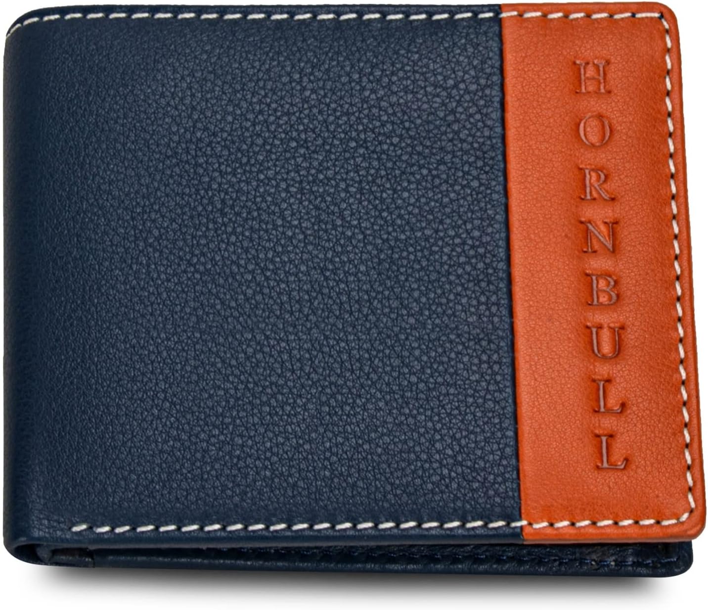 HORNBULL Denial Leather Wallet for Men | Wallets Men with RFID Blocking | Mens Wallet, Navy2, Two Fold Wallet