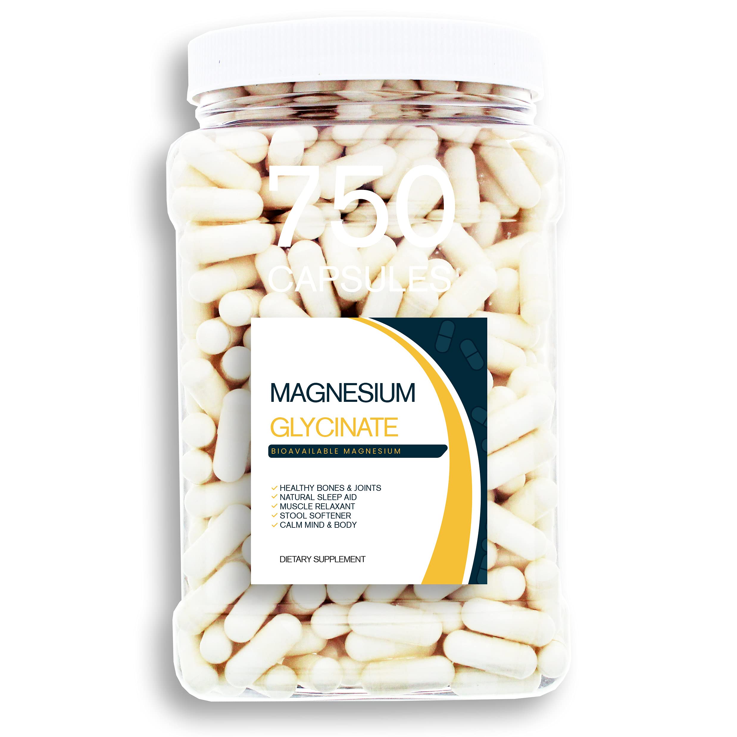 Bulk Buy Magnesium Glycinate - 750CT 400 mg Pure Mg2+ per Serving complexed with Glycine for Maximal