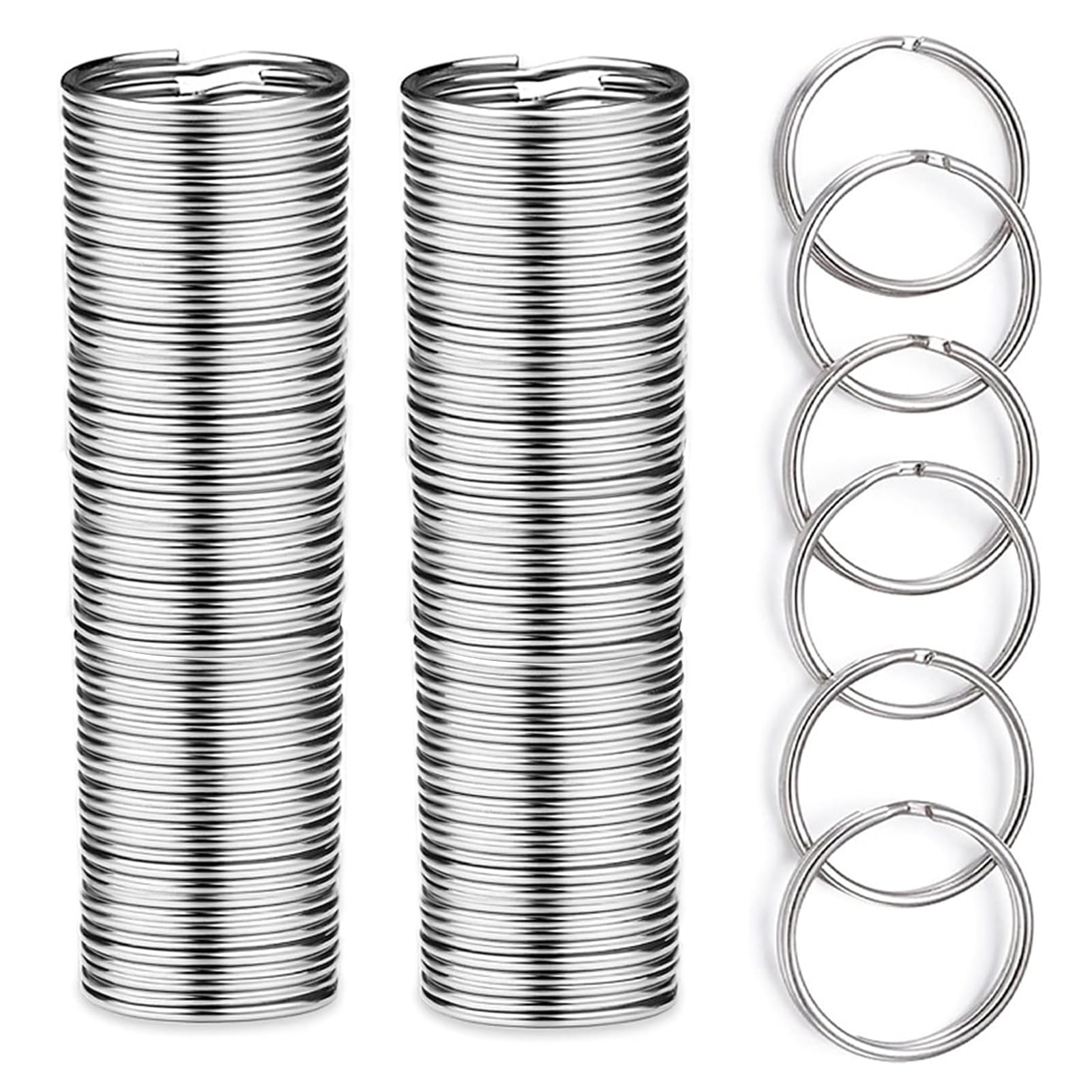Keyring Rings 25mm Split Rings for Keyrings 100PCS Small Metal Plain Keyrings Connectors for Home Keys Organization and DIY Craft Making Car Key, Silver (25mm)