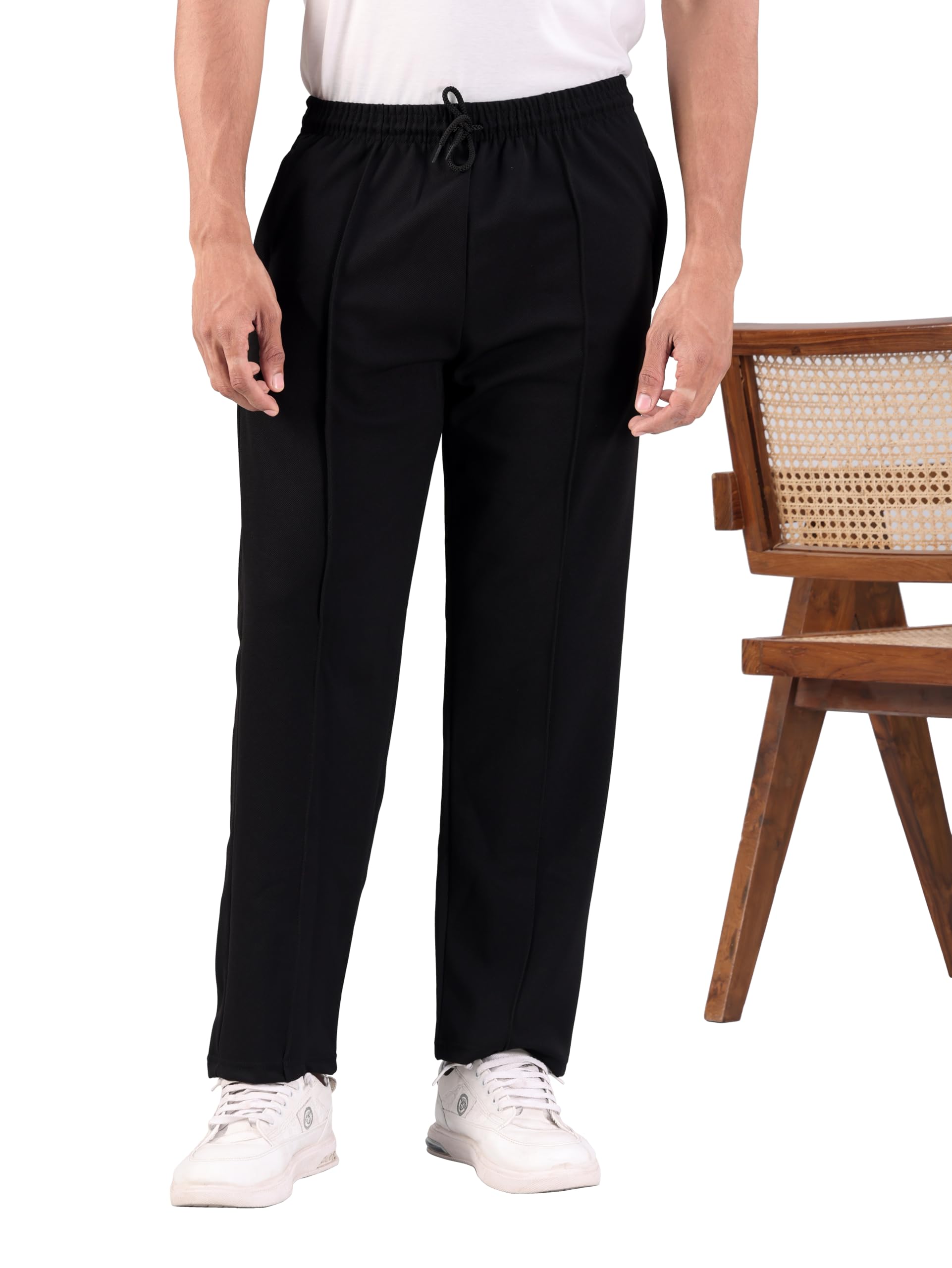 Mens Solid Polyester Straight Fit Track Pants with Drawstring Closure and Side Zipper Pockets | Full Length Comfortable Fabric | Bottom Wear | Ideal for Gym, Running and Travel-picture-12