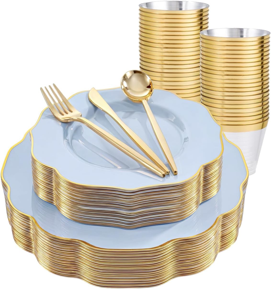 bUCLA White & Gold Disposable Plates - 180 Piece Set -12