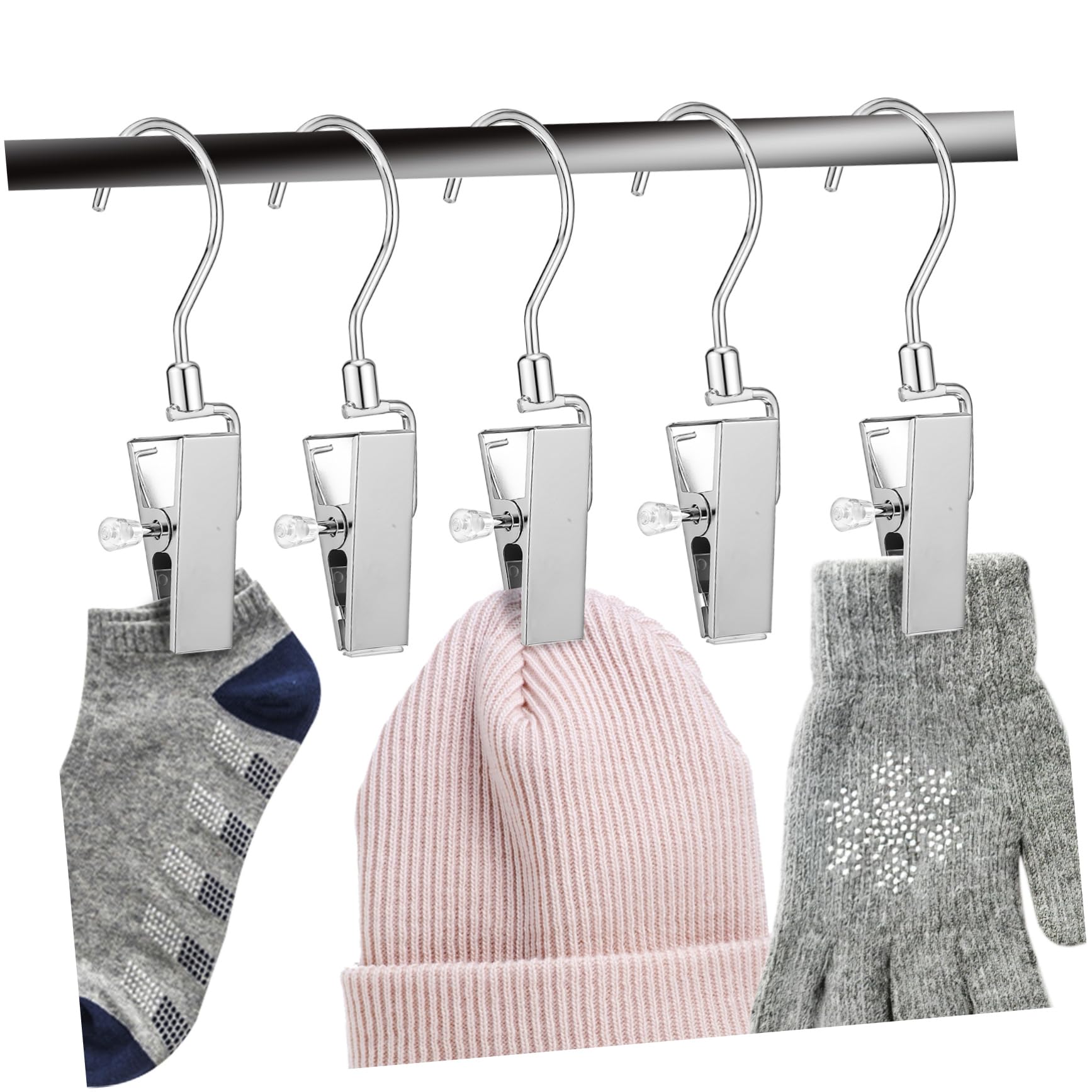 10piezas Pinzas De Metal para Ropa Perchas Giratorias para Zapatos y Sombreros Organizador para Armarios y Tiendas