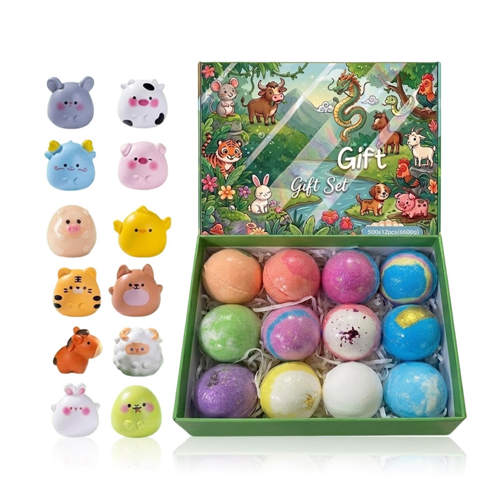 Bagnoschiuma Set da 12 Pezzi con Profumo Delicato | Palline Profumate con Animali da Bagno per Mamma Moglie Nonna Ragazze Famiglia Casa Viaggio Uomo