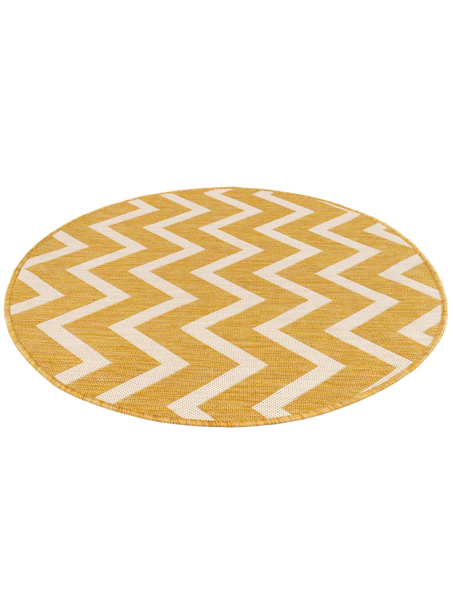 RugVista Capri Tapis intérieur et extérieur, Rond, Ø 100 cm, Jaune