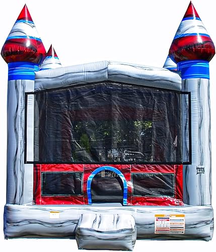 JumpOrange Casa inflable de titanio de grado comercial de 13 x 13 pulgadas para niños y adultos (con soplador), aro de baloncesto, para interiores y