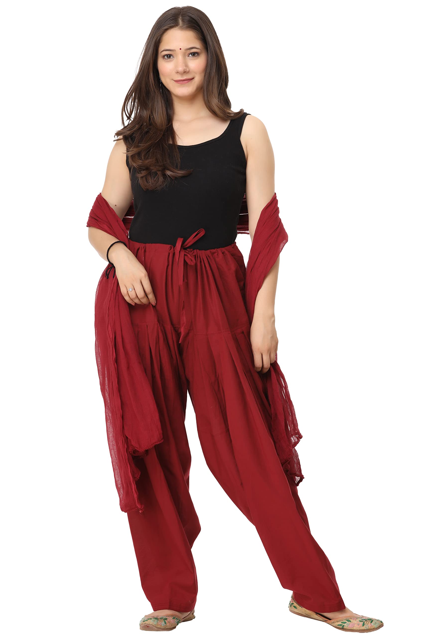 prabha creations Woman's Cotton Semi Salwar with Dupatta|| Free Size || Plain || Semi Patiala Pants-picture-31