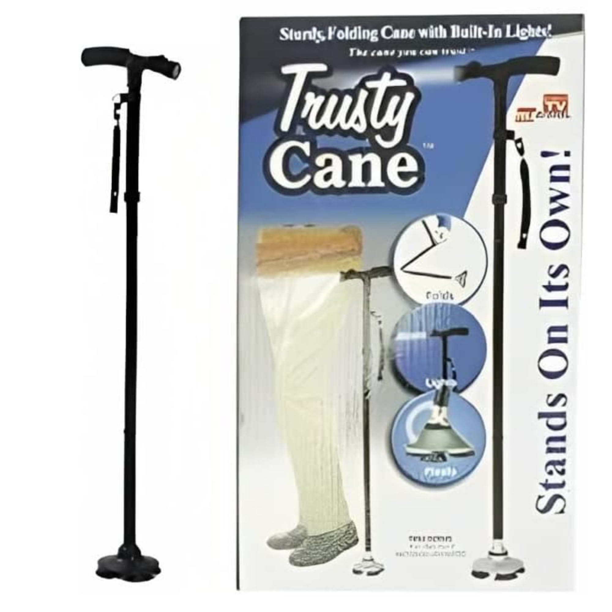 Ducomi Bastone da Passeggio Trusty Cane con Luce a LED Altezza Regolabile Pieghevole (Trusty)