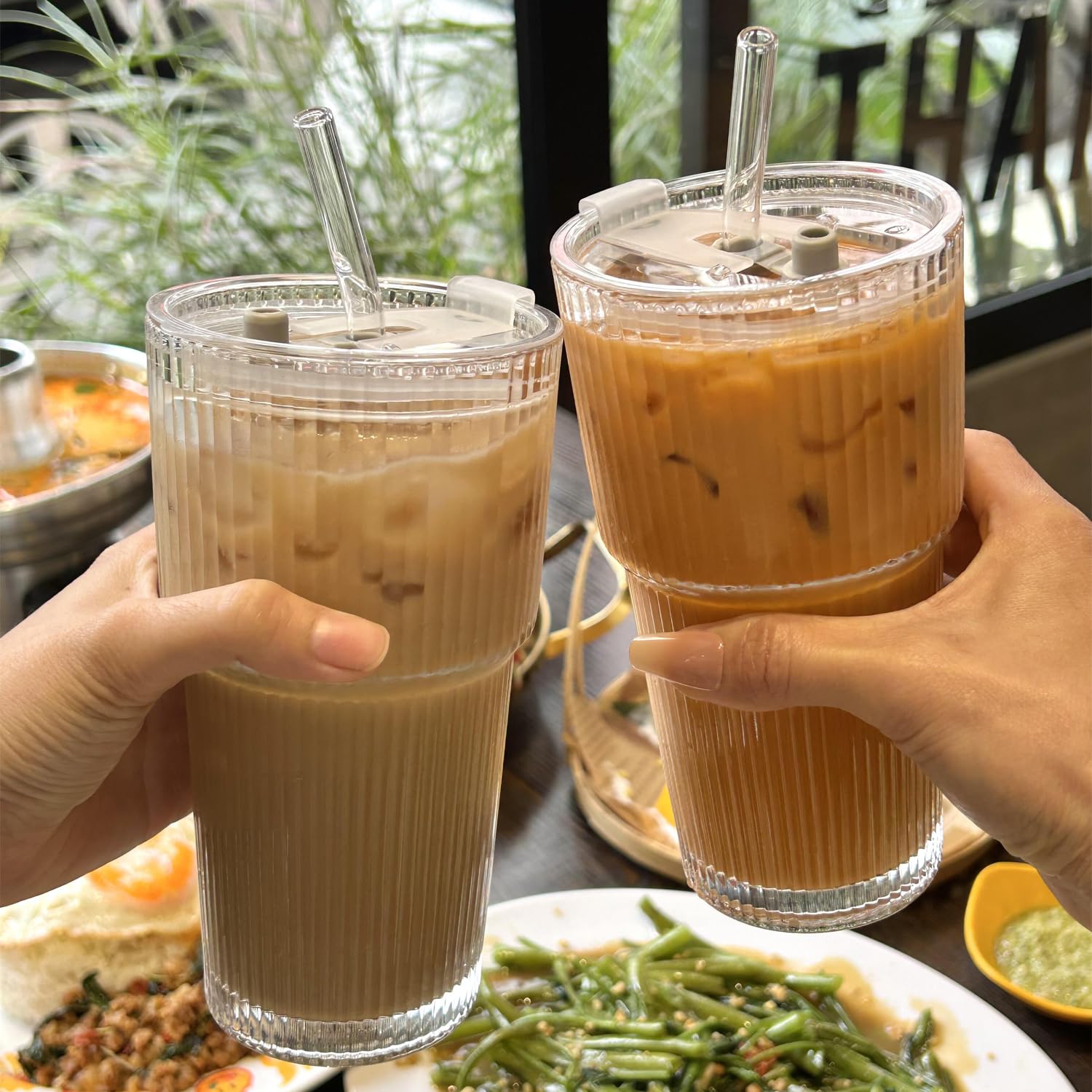 Vaso De Vidrio Con Tapa Y Pajita - 600 Ml, Ideal Para Café Helado, Batidos O Bebidas En Viaje