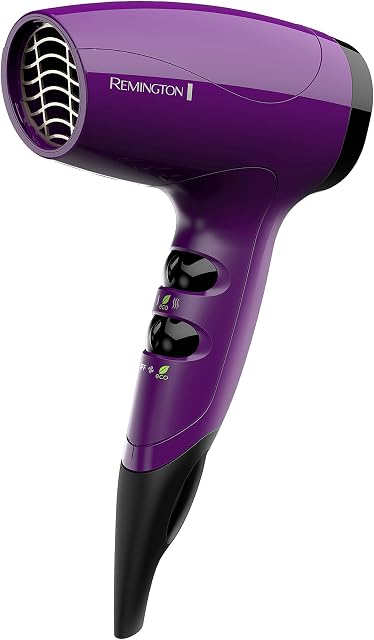 Remington Séchoir à cheveux compact ionique, 1875W sécheuse puissant, léger & Portable, technologie ionique anti-frisottis, 3 Chaleur / 2 Paramètres de vitesse, Filtre amovible, Purple
