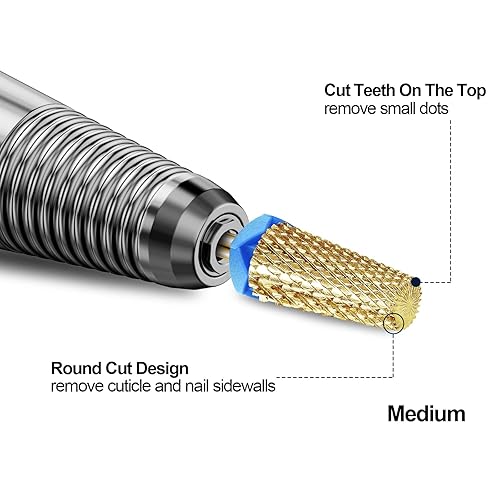 Miniatura 6 de Alle's - Brocas de tungsteno para uñas, brocas de uñas 5 en 1 para uñas de gel acrílico, brocas de uñas de 332 pulgadas para arte de uñas, broca de