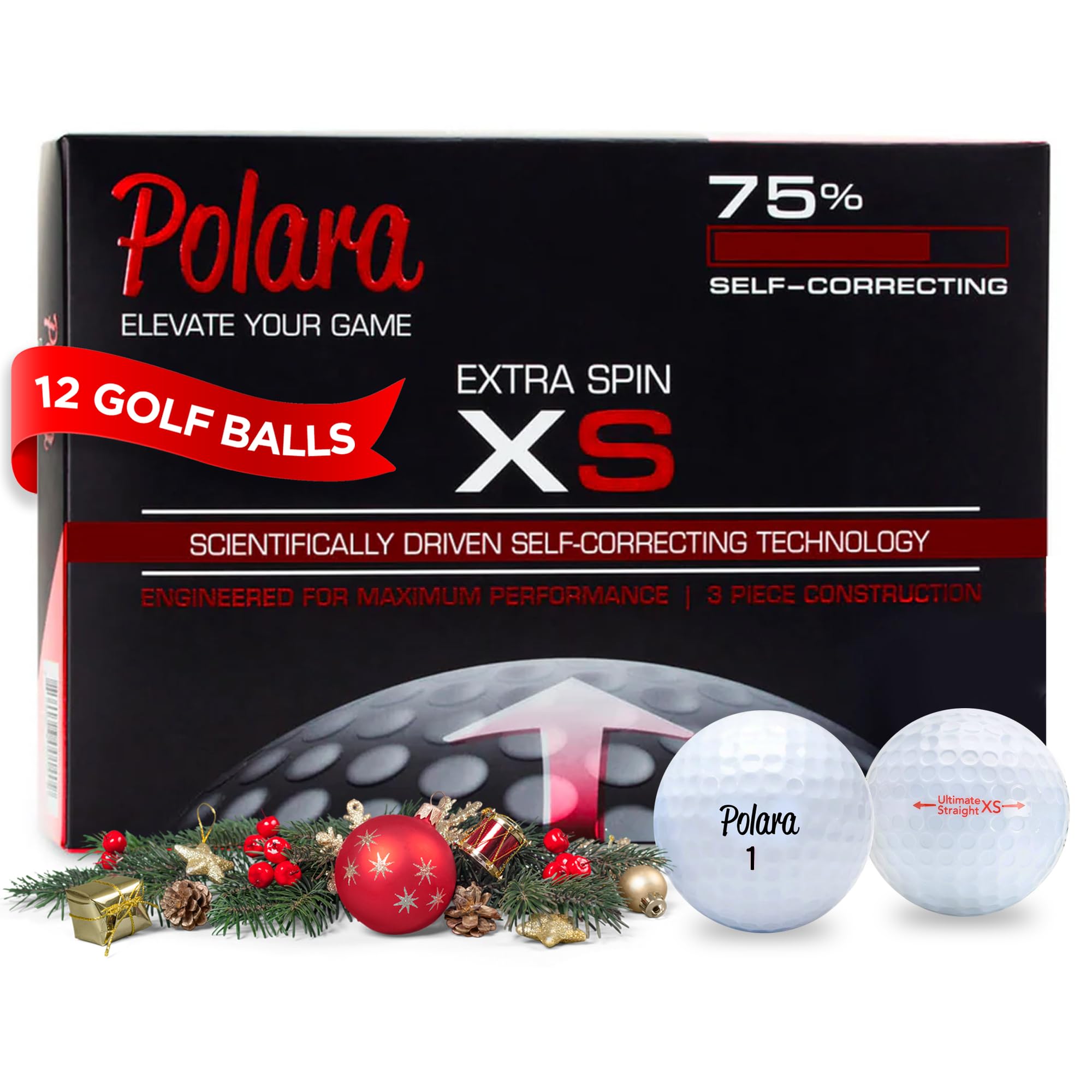Polara Ultimate Straight, Extra Spin, Extra Distance, and Extra Distance & Spin Premium Golf Balls | Hook and Slice Correction | Perfect for Recreational Golfers | 1 Dozen Balls