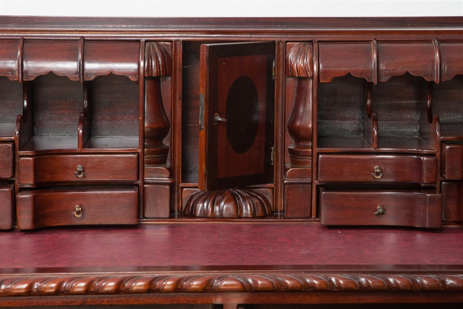 Biscottini Scrittoio in legno e pelle vintage 103x64x105 cm - Scrivania con cassetti - Scrittoio antico in legno - Scrivanie classiche per studio e camera da letto - Tavolo da lavoro per Computer